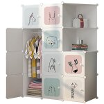 Meuble rangement enfant 10 cubes, armoire modulable avec portes, tagre en plastique, pour jouets, vtements, ...
