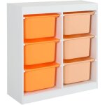 Meuble de rangement enfant 6 bacs de rangement en plastique orange pche - sora