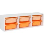Meuble de rangement pour enfant. 6 bacs en plastique orange pche - sora