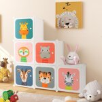Maisonchic - meuble rangement enfants 8 cubes motif animaux armoire modulable m�tallique 10kg blanc cwxt9871 ...