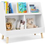 Meuble de rangement enfant, bibliothèque enfant en bois à 2 niveaux pour livres jouets, coins arrondis, ... Meuble de rangement enfant, bibliothèque enfant en bois à 2 niveaux pour livres jouets, coins arrondis, ...