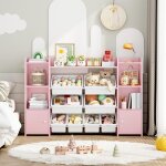 Meuble de rangement jouets enfant biblioth�que enfant avec 8 bo�tes amovibles 9 �tag�res organisateur ...