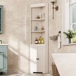 Meuble de rangement de salle de bain d'angle 170 cm avec 3 �tag�res ouvertes, portes anti?humidit�, mdf ...