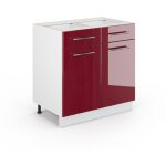 Meuble de rangement de salle de bain fame - line, rouge bordeaux haute brillance, 80 x 81. 6 cm sans ...