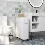 Meuble de rangement salle de bain, meuble wc pour papier toilette avec portes coulissantes, plusieurs ...