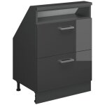 Meuble de rangement sous pente rion, anthracite brillant / anthracite, avec 2 tiroirs, vicco