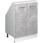 Meuble de rangement sous pente rion, bton / blanc, avec 2 portes, vicco