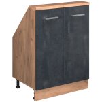 Meuble de rangement sous pente rion, bton noir / chne dor, avec 2 portes, vicco