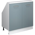 Meuble de rangement sous pente rion, bleu - gris / blanc, avec 2 portes, vicco