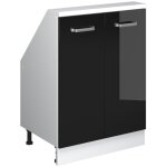Meuble de rangement sous pente rion, chne noir brillant / blanc, avec 2 portes, vicco