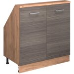 Meuble de rangement sous pente rion, gris noble / chne dor, avec 2 portes, vicco