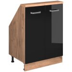 Meuble de rangement sous pente rion, noir brillant / chne dor, avec 2 portes, vicco