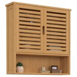 Meuble de rangement suspendu pour salle de bain bambou bea 2 portes et �tag�re