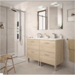 Meuble de salle de bain 120 cm dimensions 120 cm couleur chêne calédonie option avec kit de pieds Meuble de salle de bain 120 cm dimensions 120 cm couleur chêne calédonie option avec kit de pieds