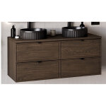 Meuble salle de bain 120 cm + plateau + double vasques noires mattes - caldera fonc� - livraison gratuite ...