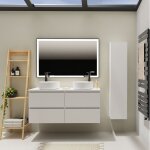 Godart - meuble salle de bain 120 cm pour vasque à poser - blanc mat - a suspendre - karaib 2 Godart - meuble salle de bain 120 cm pour vasque à poser - blanc mat - a suspendre - karaib 2
