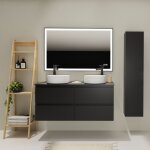 Godart - meuble salle de bain 120 cm pour vasque à poser - noir mat - a suspendre - karaib 2 Godart - meuble salle de bain 120 cm pour vasque à poser - noir mat - a suspendre - karaib 2