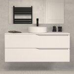 Meuble de salle de bain 120 avec plateau et vasque à poser - sans miroir - 2 tiroirs - blanc - luna Meuble de salle de bain 120 avec plateau et vasque à poser - sans miroir - 2 tiroirs - blanc - luna