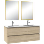 Acezanble - meuble de salle de bain 120cm chêne wotan ensemble de 4 pièces meuble avec lavabo + miroir ... Acezanble - meuble de salle de bain 120cm chêne wotan ensemble de 4 pièces meuble avec lavabo + miroir ...