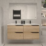 Cosyneo - meuble de salle de bain 120cm double vasque - 4 tiroirs - madera miel (bois clair) - luna