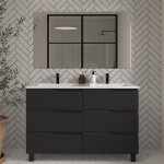 Cosyneo - meuble de salle de bain 120cm double vasque - 6 tiroirs - noir - mata