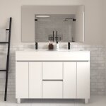 Cosyneo - meuble de salle de bain 120cm double vasque à poseravec portes et tiroirs - blanc - haro Cosyneo - meuble de salle de bain 120cm double vasque à poseravec portes et tiroirs - blanc - haro