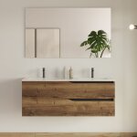 Cosyneo - meuble de salle de bain 120cm avec plan double vasque - 2 tiroirs - tabaco (chêne foncé) - ... Cosyneo - meuble de salle de bain 120cm avec plan double vasque - 2 tiroirs - tabaco (chêne foncé) - ...