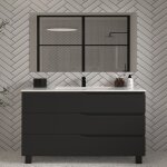 Cosyneo - meuble de salle de bain 120cm simple vasque - 3 tiroirs - noir - mata