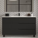 Cosyneo - meuble de salle de bain 120cm simple vasque - 3 tiroirs - sans miroir - noir - mata