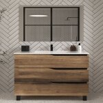 Cosyneo - meuble de salle de bain 120cm simple vasque - 3 tiroirs - tabaco (bois fonc�) - mata