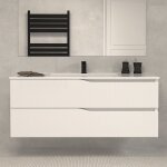 Meuble de salle de bain 120cm simple vasque - sans miroir - 2 tiroirs - blanc - luna