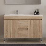 Cosyneo - meuble de salle de bain 120cm sur pieds avec vasque dport - sans miroir - portes et tiroirs ...