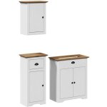 Vidaxl - meubles de salle de bain 3pcs bodo blanc marron bois pin massif