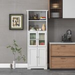 Design in - meuble salle de bain 4 portes 2 compartiments ouverts colonne haute 60x30x163cm blanc cw22223 ...
