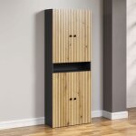 Calicosy - meuble de salle de bain 4 portes 70x31x188 cm naturel et gris - frutz