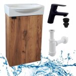 Stamar - meuble de salle de bain - 40 x 33 cm - ch�ne dor� - �l�gant et compact - avec lavabo et robinet ...