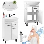 Stamar - meuble de salle de bain - 50 cm - blanc brillant - �l�gant et pratique - ustensiles inclus