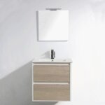 Rue du bain - meuble salle bain 60 cm chne gris avec miroir led scandinave