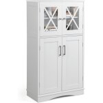 Goplus - meuble de salle de bain, 60 x 30 x 108 cm, armoire de toilette avec 3 tagres rglables, finition ...