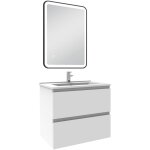 Acezanble - meuble salle de bain 60cm blanc simple vasque + miroir lumineux 3 couleurs + dimmable