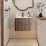 Uev - meuble salle de bain 60cm, meuble suspendu avec lavabo en c�ramique, deux tiroirs avec grand espace ...