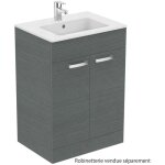 Meuble salle de bain 60cm ulysse au sol gris moyen et lavabo - plan - porcher