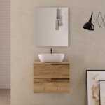 Cosyneo - meuble de salle de bain 60cm avec vasque  poser arrondie - 2 tiroirs - roble (chne clair) ...