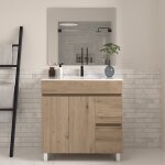 Meuble de salle de bain 70cm simple vasque  poseravec portes et tiroirs - blanc - haro