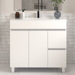 Meuble de salle de bain 70cm simple vasque sans miroir  poseravec portes et tiroirs - blanc - haro