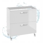 Stamar - meuble de salle de bain - 80 cm - blanc brillant - 2 tiroirs - �l�gance moderne et pratique