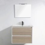 Rue du bain - meuble salle bain 80 cm chne gris avec miroir led - scandinave