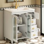 Modfu - meuble de salle de bain 80 x 47 x 90 cm, lavabo simple avec 3 portes et 3 tiroirs, poignées et ... Modfu - meuble de salle de bain 80 x 47 x 90 cm, lavabo simple avec 3 portes et 3 tiroirs, poignées et ...