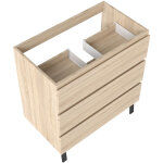 Meuble de salle de bain 80cm avec 3 tiroirs + 2 pieds, meuble sans vasque, ch�ne