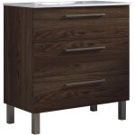 Mennza - meuble de salle de bain 80cm stay three classic bois fonc - vasque en cramique
